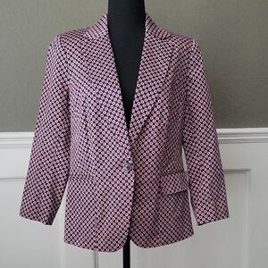 Michael Kors Pink Geometric Blazer 3/4 Sleeve